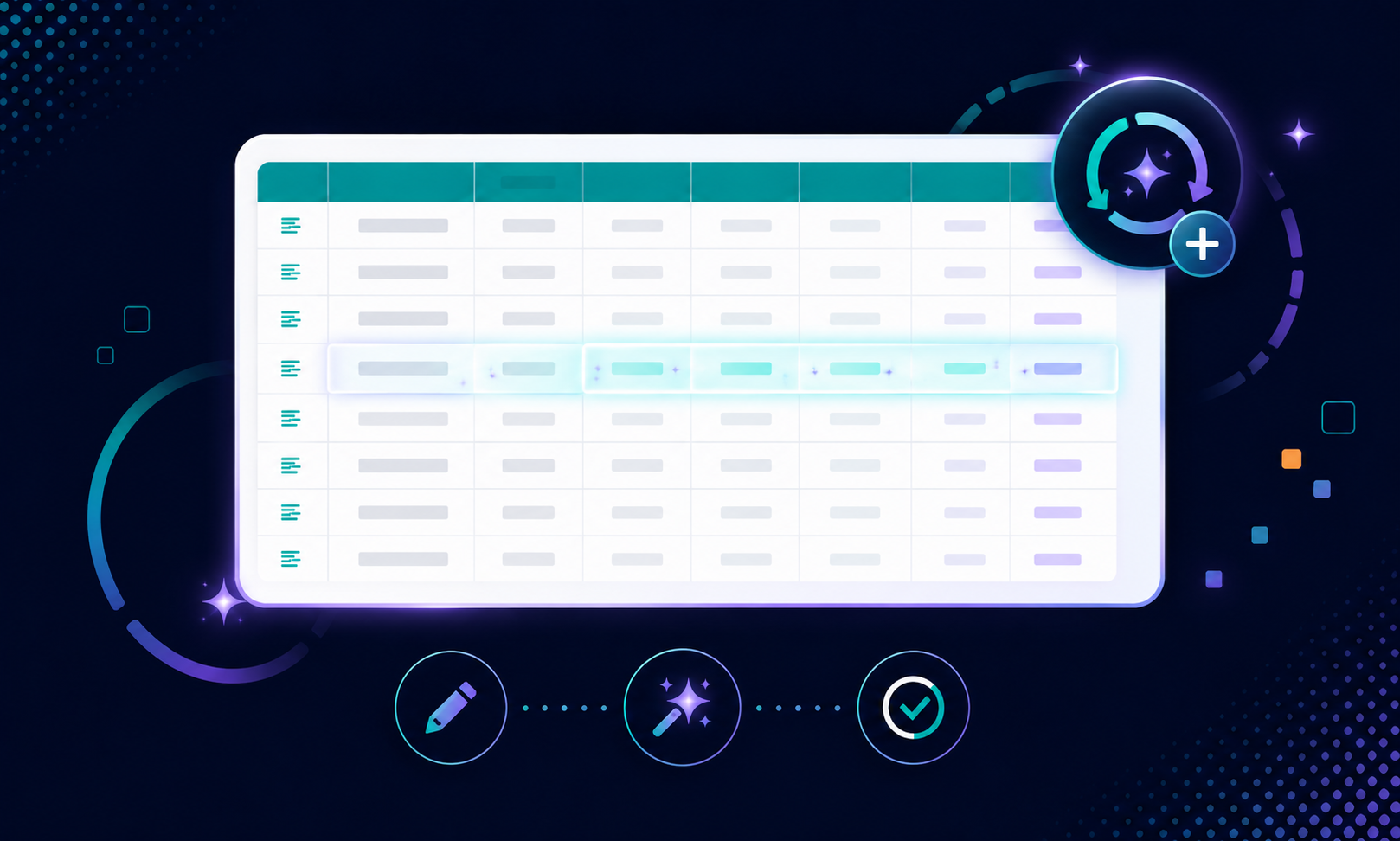 Clean spreadsheet with highlighted adjustments, a revision icon, and a checkmark representing one additional revision round.