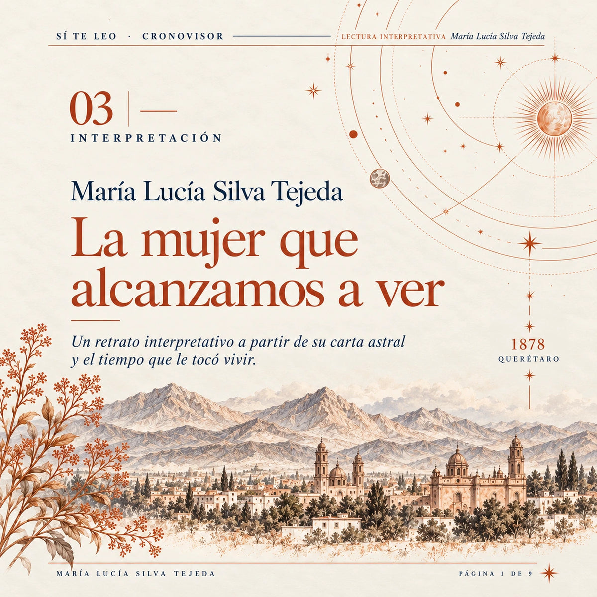 Portada ilustrativa de lectura interpretativa con paisaje histórico y detalles de cartografía celeste.